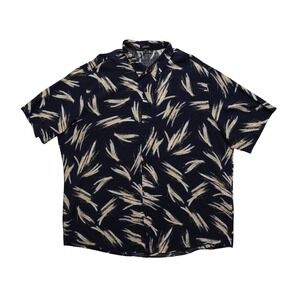JOGAL Button Up Shirt Mens XXL Blue Abstract Short Sleeve Cotton Viscose Blend